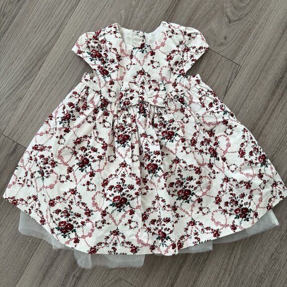 Janie And Jack Girls Ivory Floral Party Dress Size 12 To 18 Months Classic - Picture 1 of 8
